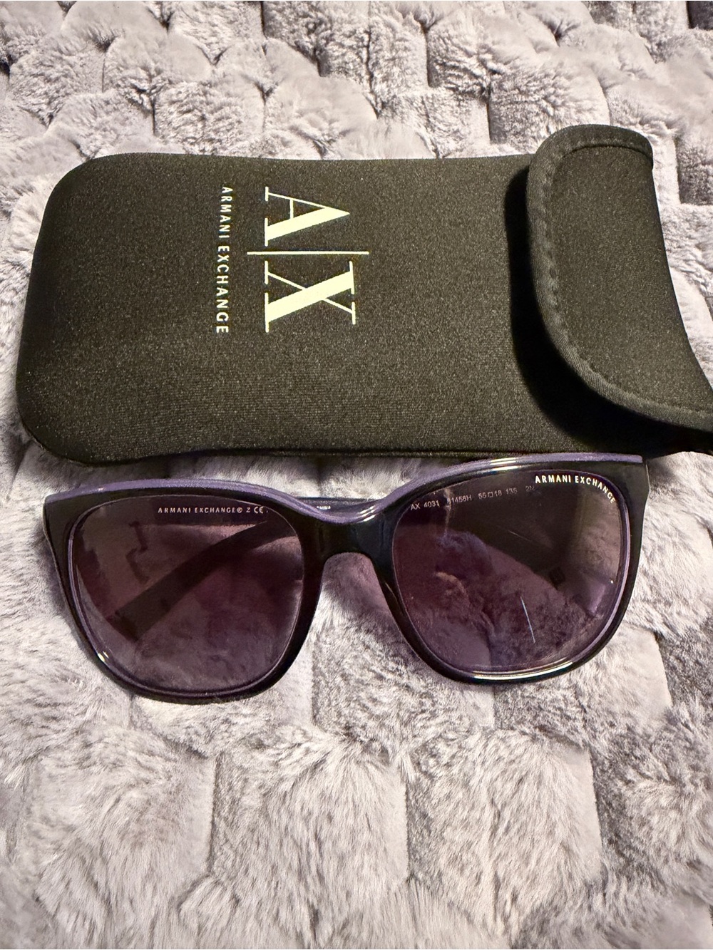 Armani Exchange Women's Purple Sunglasses with Black AX Soft Case